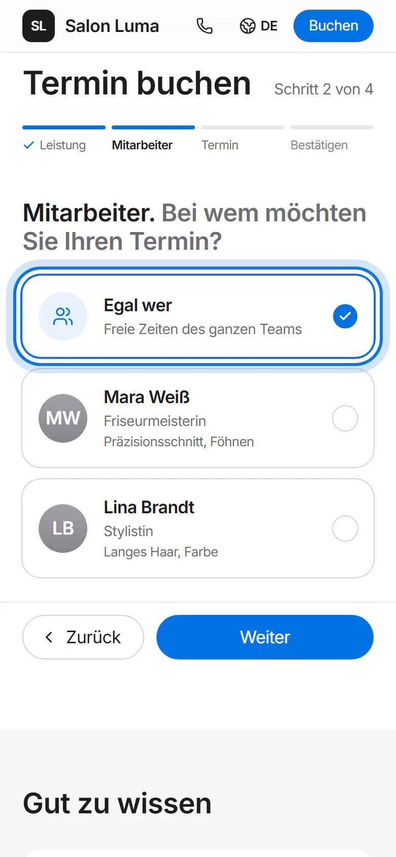 Schritt 2 von 4: die Auswahl „Egal wer“ ist markiert.